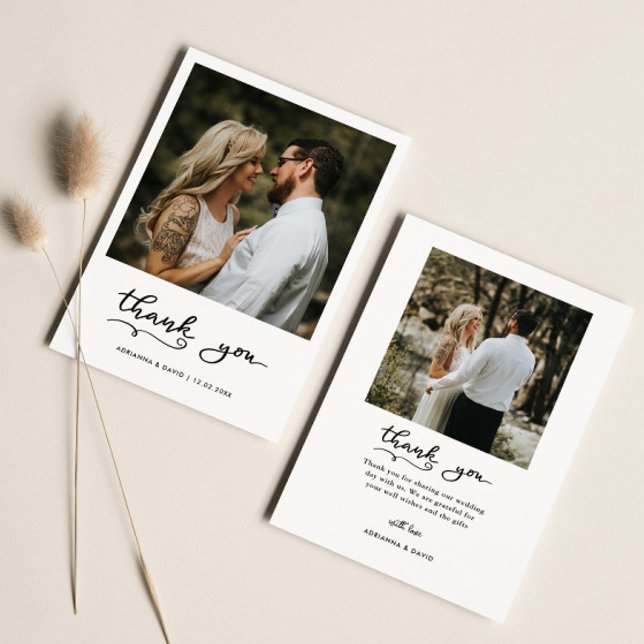 Simple Elegant Wedding Thank You Couple Photo Card (Creator Uploaded)