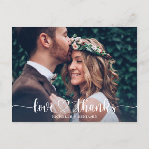 Simple Elegant Wedding Thank You Photo Postcard