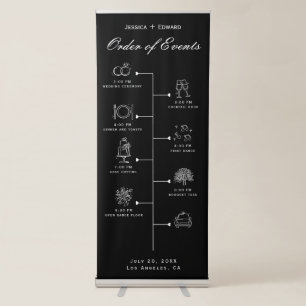 Simple Elegant Wedding Timeline Black White Chic Retractable Banner