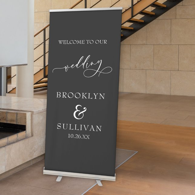 Simple, Elegant Wedding Welcome Dark Grey Retractable Banner (Creator Uploaded)