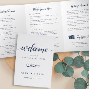 Simple Elegant Wedding Welcome Letter & Itinerary Tri-Fold Programme