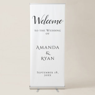 Simple Elegant Welcome Script Wedding Retractable Banner