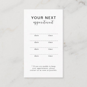 Simple Elegant White Beauty Salon Appointment Card