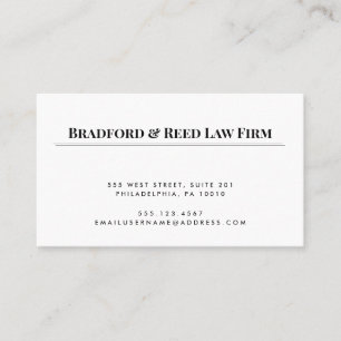 Simple Elegant White Black Professional Attorney Business Card