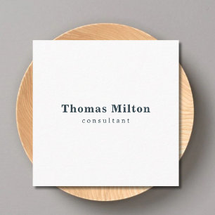 Simple Elegant White Blue Consultant Square Business Card