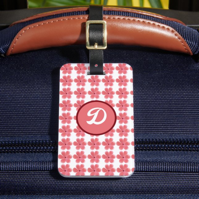 simple elegant white brown monogram personalised luggage tag (Front Insitu 2)