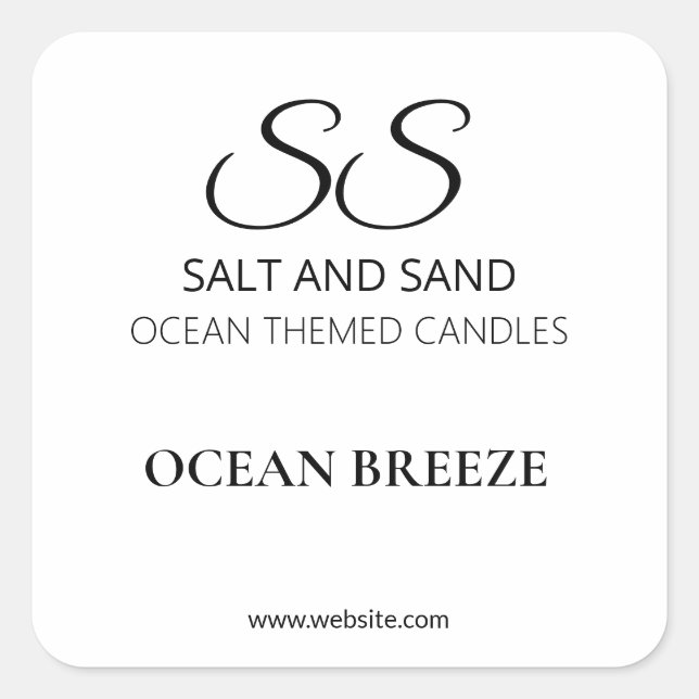 Simple Elegant White Candle Product Labels (Front)