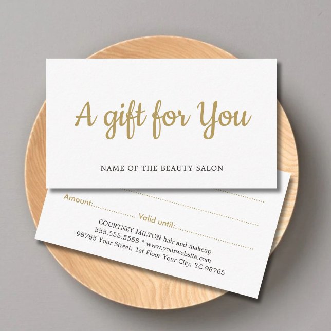 Simple Elegant White Faux Gold Beauty Gift card (Creator Uploaded)