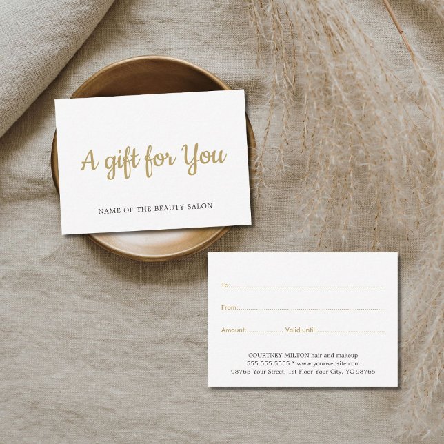 Simple Elegant White Faux Gold Beauty Gift card (Creator Uploaded)