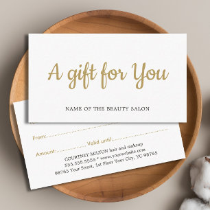 Simple Elegant White Faux Gold Beauty Gift card