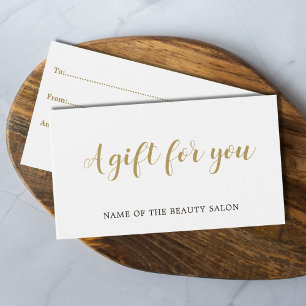 Simple Elegant White Faux Gold Beauty Gift card