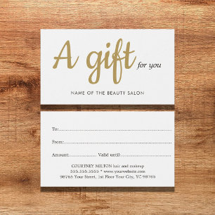 Simple Elegant White Faux Gold Beauty Gift card