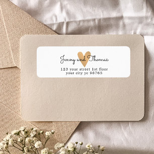 Simple Elegant White Faux Gold Heart Wedding