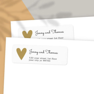 Simple Elegant White Faux Gold Heart Wedding