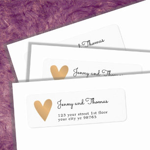 Simple Elegant White Faux Gold Heart Wedding