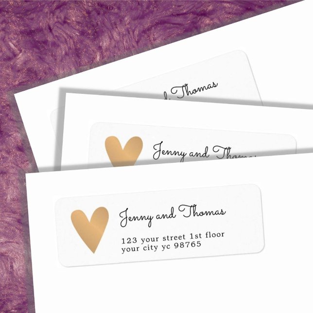 Simple Elegant White Faux Gold Heart Wedding (Creator Uploaded)