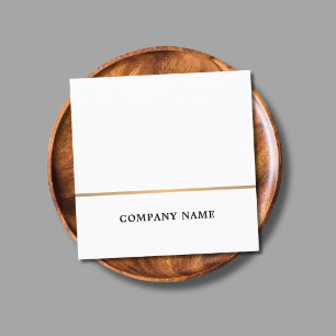 Simple Elegant White Faux Gold Line Consultant Square Business Card