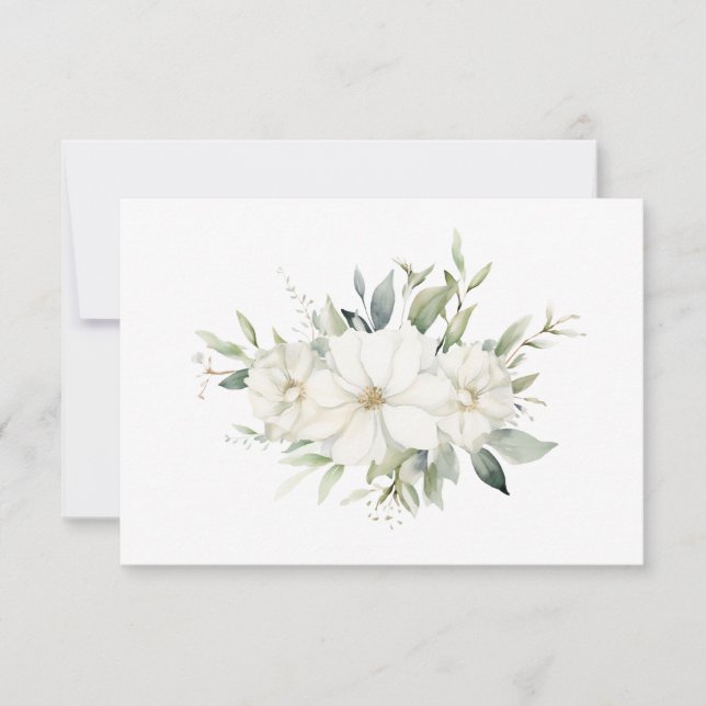 Simple Elegant White Floral Bouquet Flat  Card (Front)