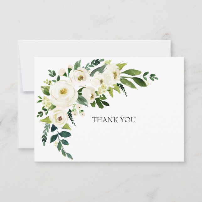 Simple Elegant White Floral Family Death Thank You (Front)