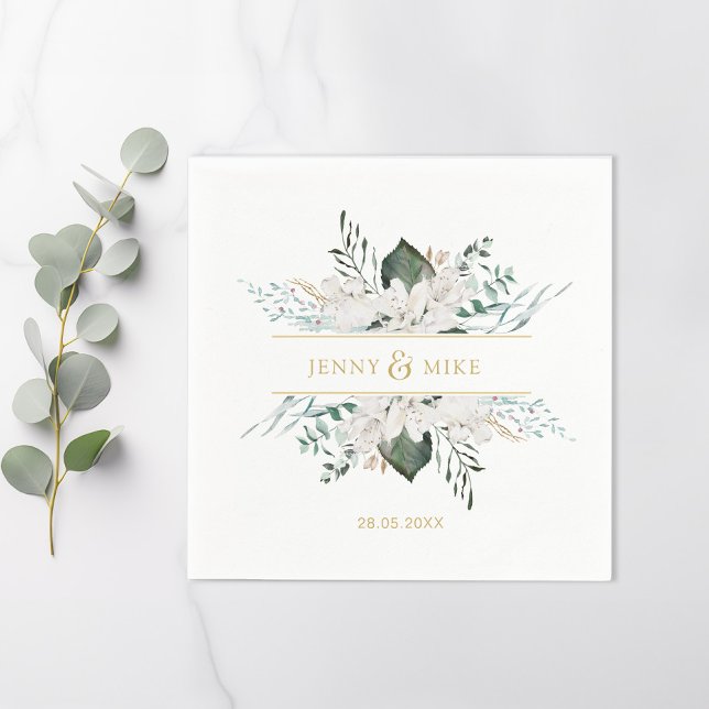 Simple, elegant white flowers wedding napkin (Creator Uploaded)