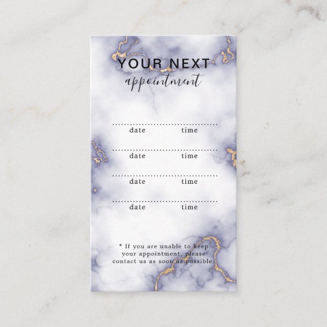 Simple Elegant White Gold Beauty Appointment Card (Front)