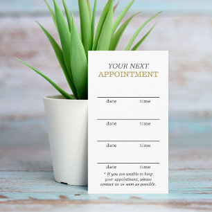 Simple Elegant White Gold Beauty Appointment Card