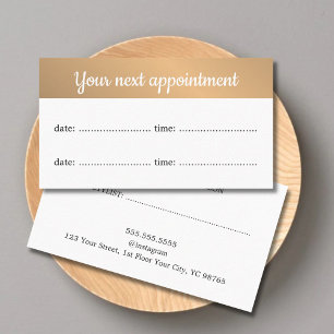 Simple Elegant White Gold Beauty Appointment Card