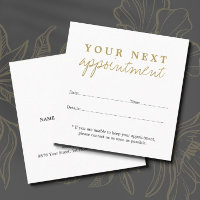 Simple Elegant White Gold Beauty Appointment Card