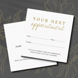 Simple Elegant White Gold Beauty Appointment Card