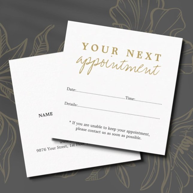 Simple Elegant White Gold Beauty Appointment Card (Creator Uploaded)