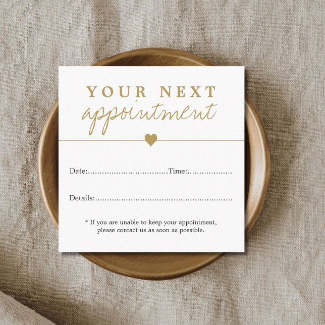 Simple Elegant White Gold Heart Beauty Appointment Card (Creator Uploaded)