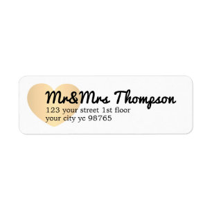 Simple Elegant White Gold Heart Wedding Label