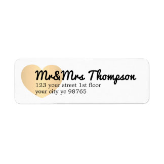 Simple Elegant White Gold Heart Wedding Label