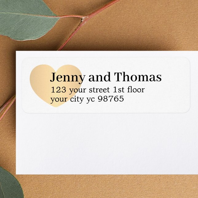 Simple Elegant White Gold Heart Wedding Label (Creator Uploaded)