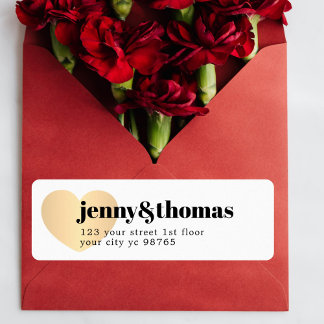 Simple Elegant White Gold Heart Wedding Label