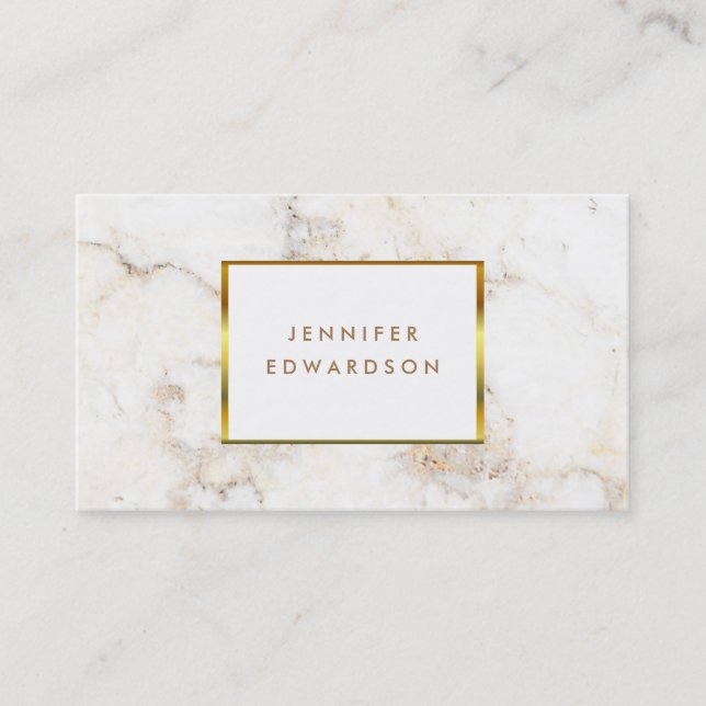 Simple elegant white gold marble professional business card (Front)