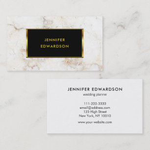 Simple elegant white gold marble professional business card