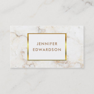 Simple elegant white gold marble professional business card
