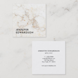 Simple elegant white gold marble professional square business card