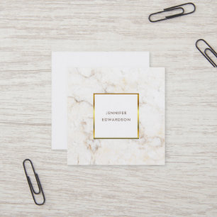 Simple elegant white gold marble professional square business card