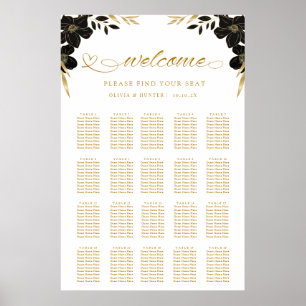 Simple Elegant White & Gold Wedding Seating Chart