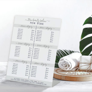 Simple Elegant White Grey Salon Price List Pedestal Sign