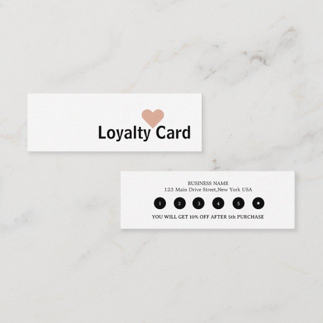 Simple Elegant White Heart Loyalty Card (Front/Back)
