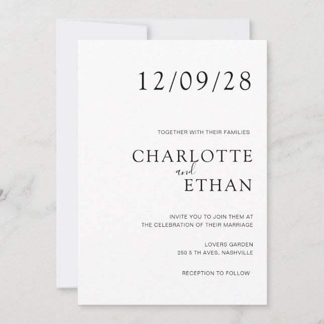 Simple, elegant white invitation (Front)