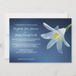 Simple Elegant White Lily Wedding Invitation