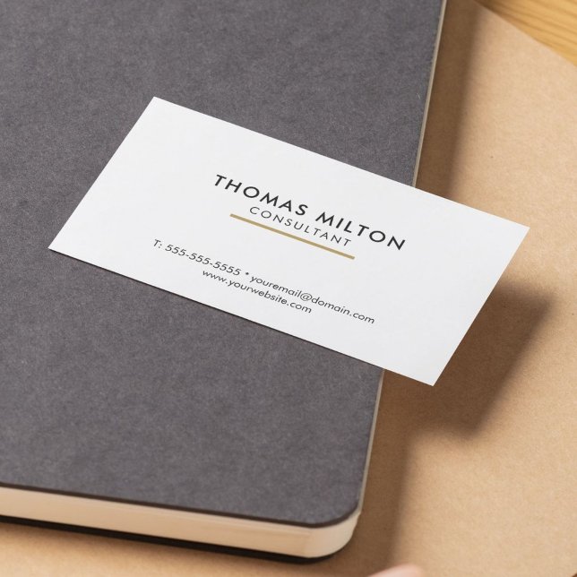 Simple Elegant White Line Consultant Business Card (Creator Uploaded)