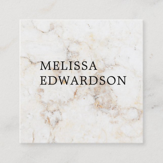 Simple elegant white marble  professional square business card (Front)
