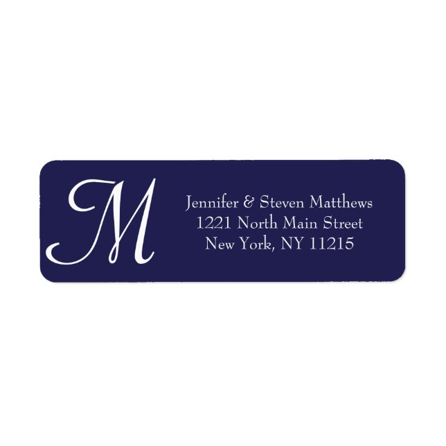 Simple Elegant White Navy Blue Monogram Names (Front)