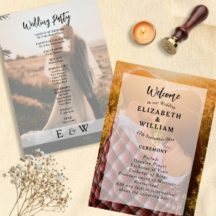 Simple Elegant White overlay Couple Photo Wedding Programme
