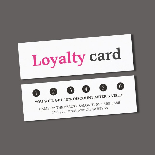 Simple Elegant White Pink Black Beauty Loyalty Card (Creator Uploaded)
